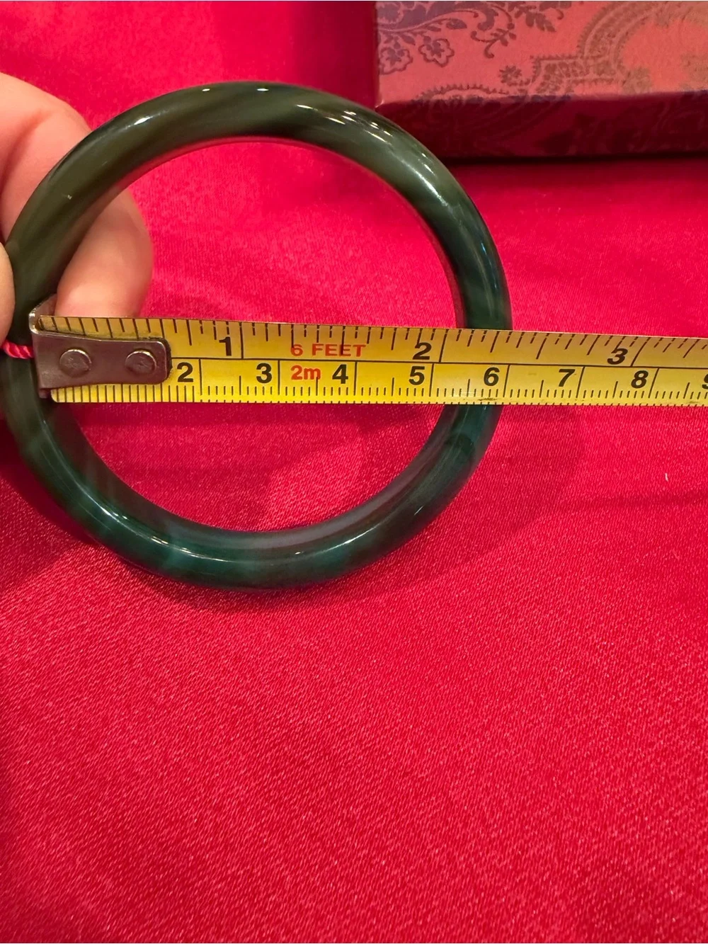 Dark Green Stone Bangle Bracelet